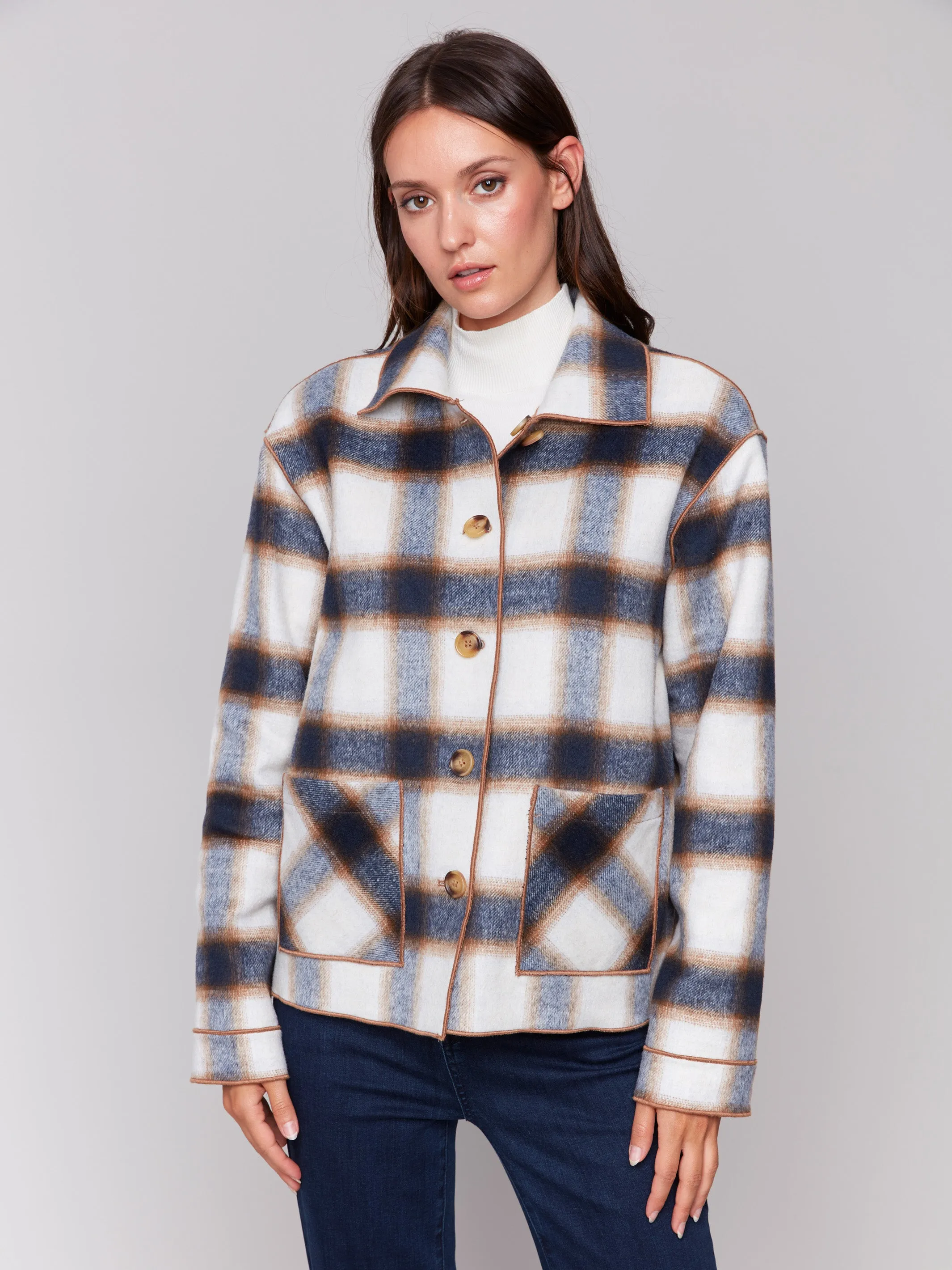 Reversible Plaid Jacket - Truffle