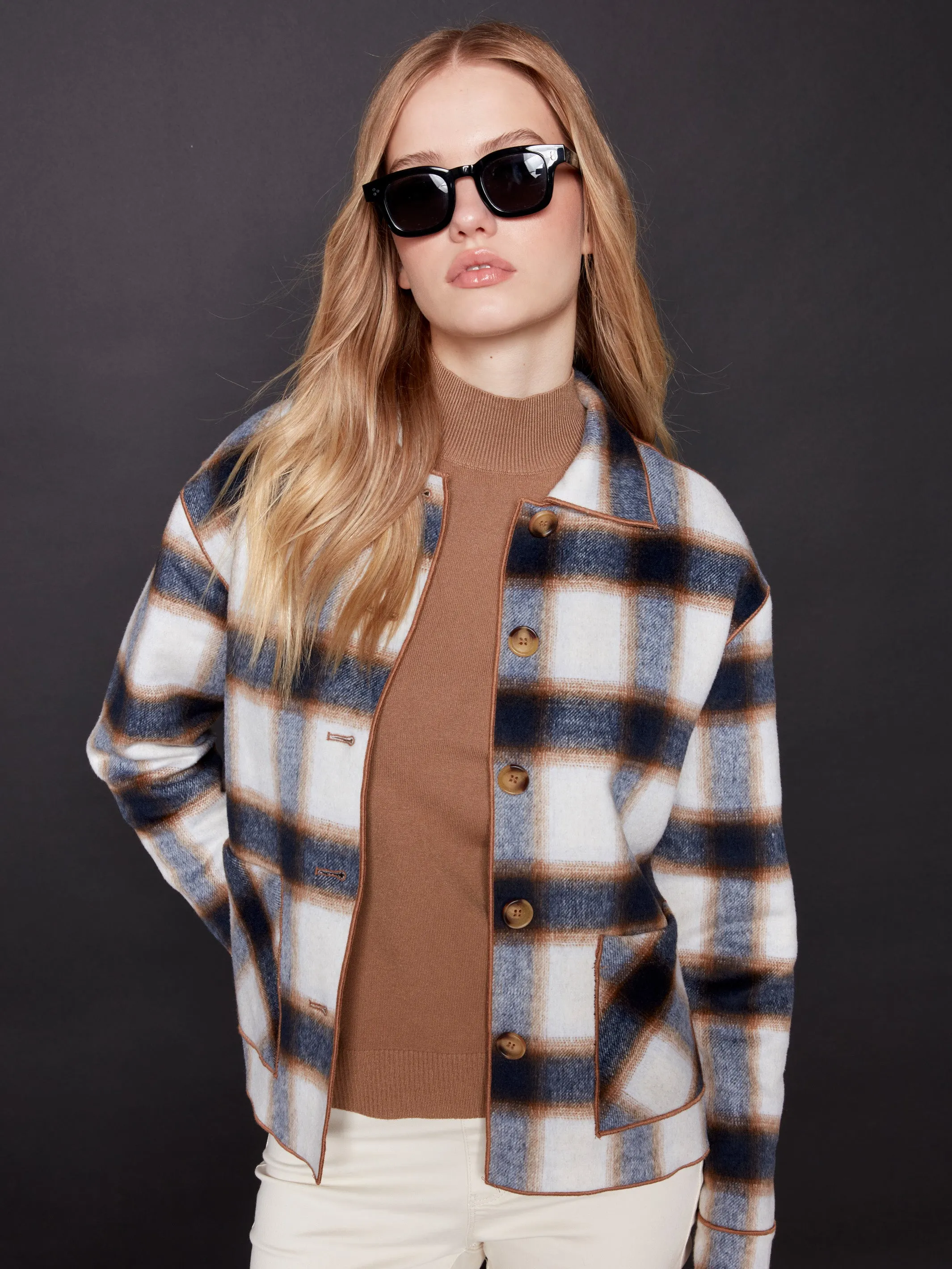 Reversible Plaid Jacket - Truffle