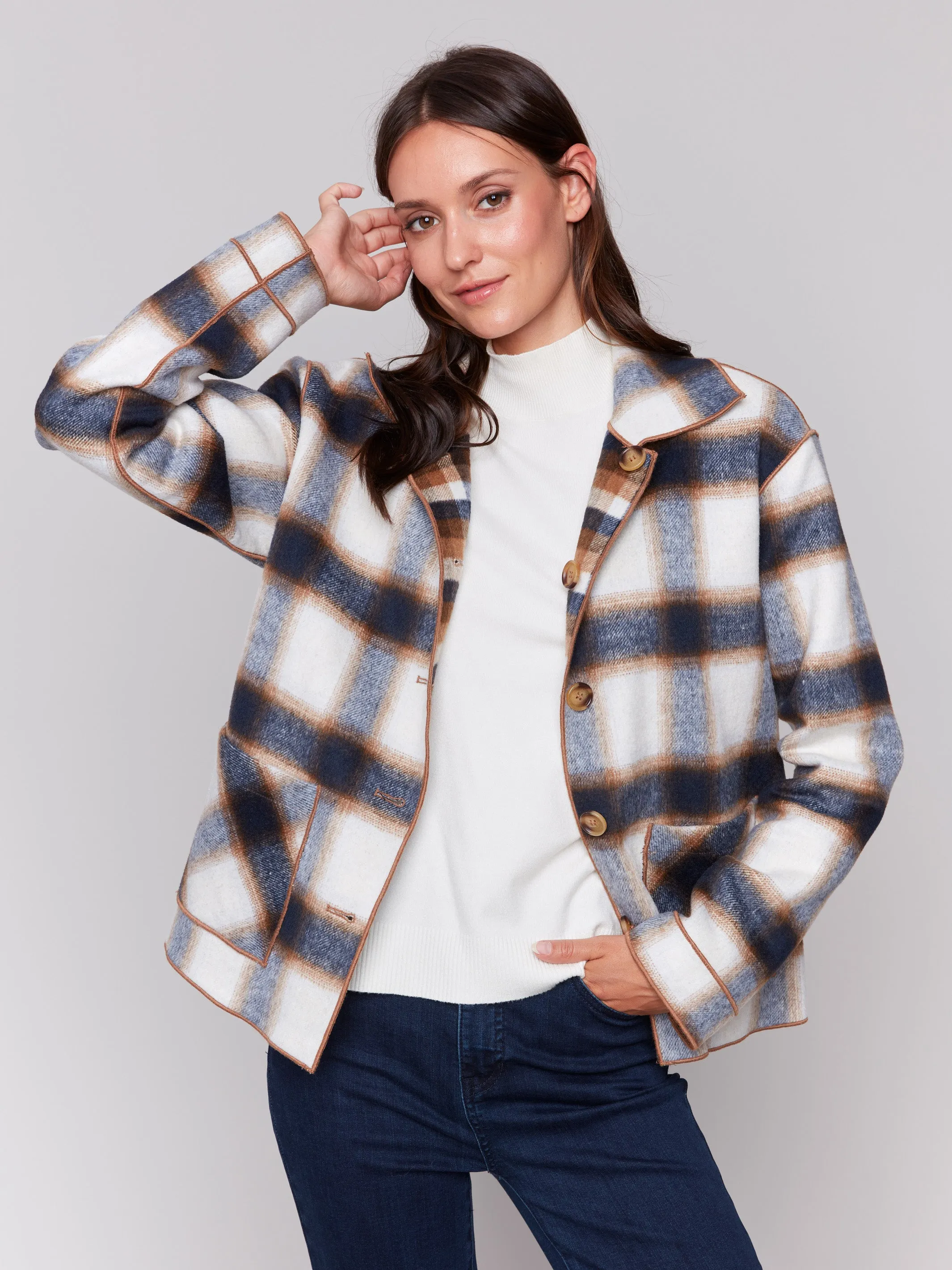 Reversible Plaid Jacket - Truffle