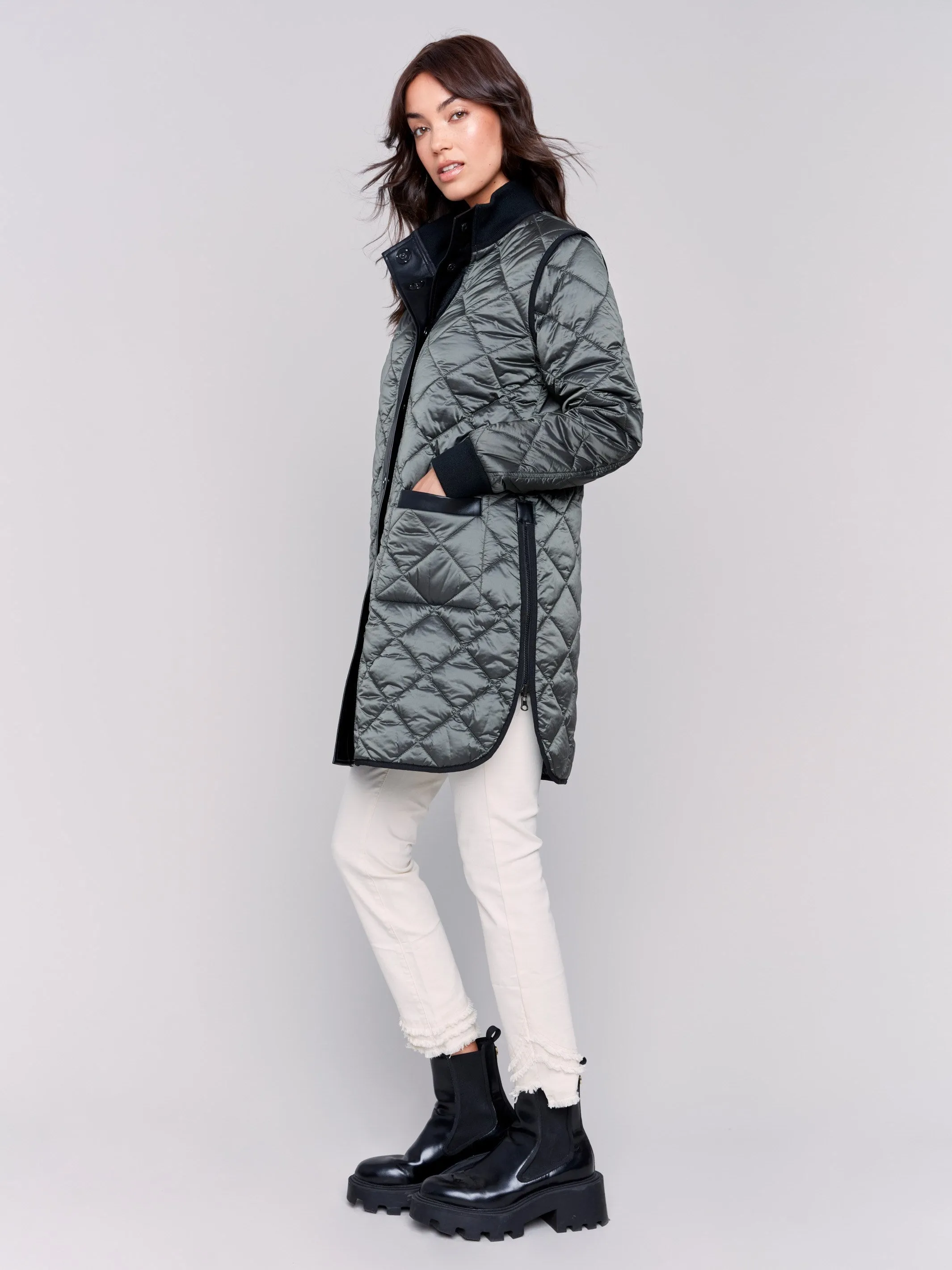 Reversible Quilted Puffer Jacket - Black