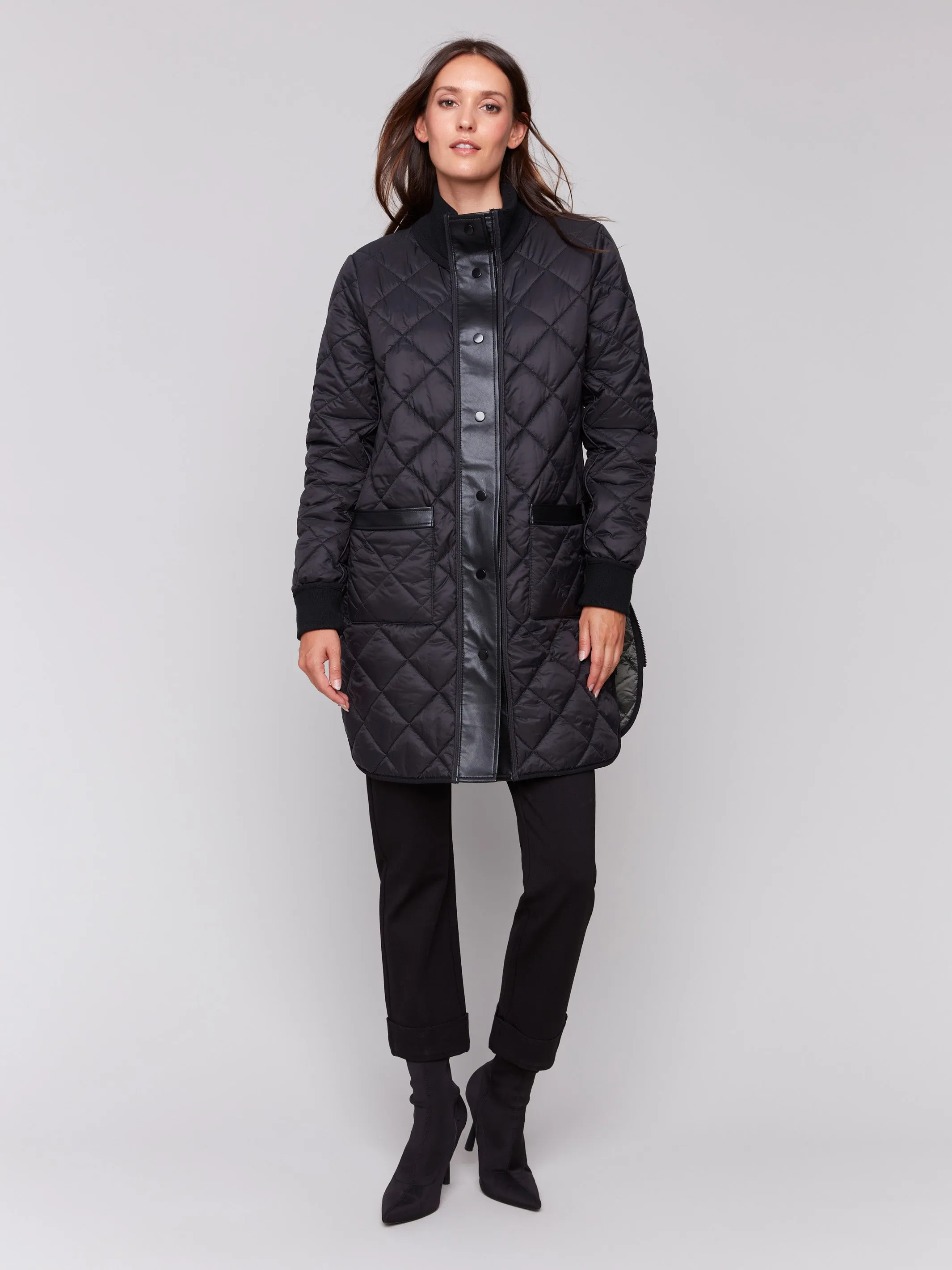 Reversible Quilted Puffer Jacket - Black