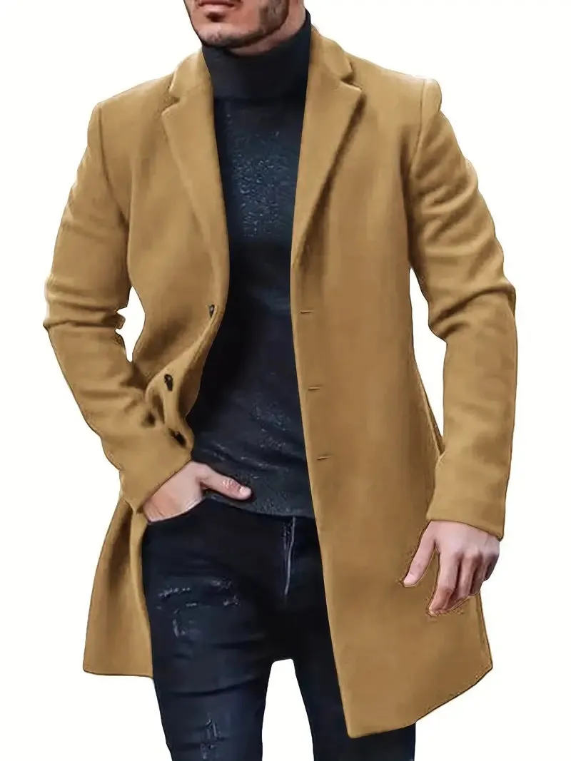 Riolio fall mens outfits European Size Men's Woolen Coat Men's Woolen Mid-Length Trench Coat Multi-Color Multi-Size