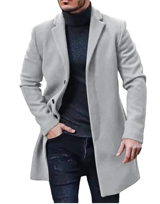 Riolio fall mens outfits European Size Men's Woolen Coat Men's Woolen Mid-Length Trench Coat Multi-Color Multi-Size