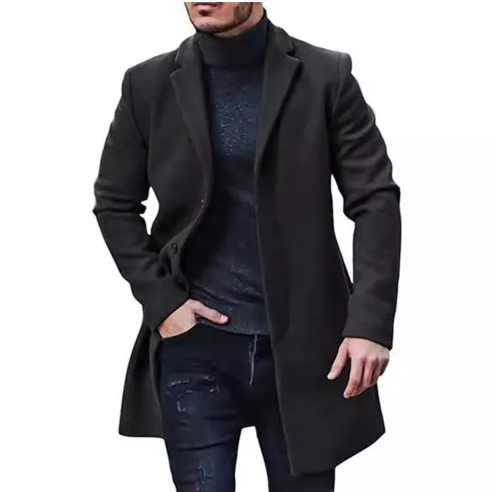 Riolio fall mens outfits European Size Men's Woolen Coat Men's Woolen Mid-Length Trench Coat Multi-Color Multi-Size