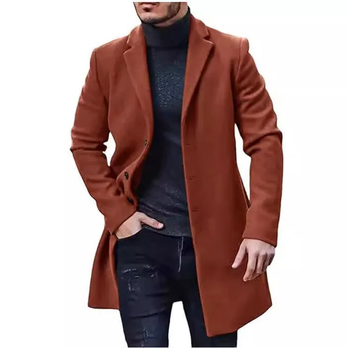 Riolio fall mens outfits European Size Men's Woolen Coat Men's Woolen Mid-Length Trench Coat Multi-Color Multi-Size