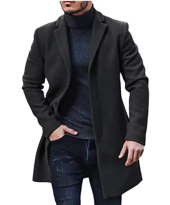 Riolio fall mens outfits European Size Men's Woolen Coat Men's Woolen Mid-Length Trench Coat Multi-Color Multi-Size