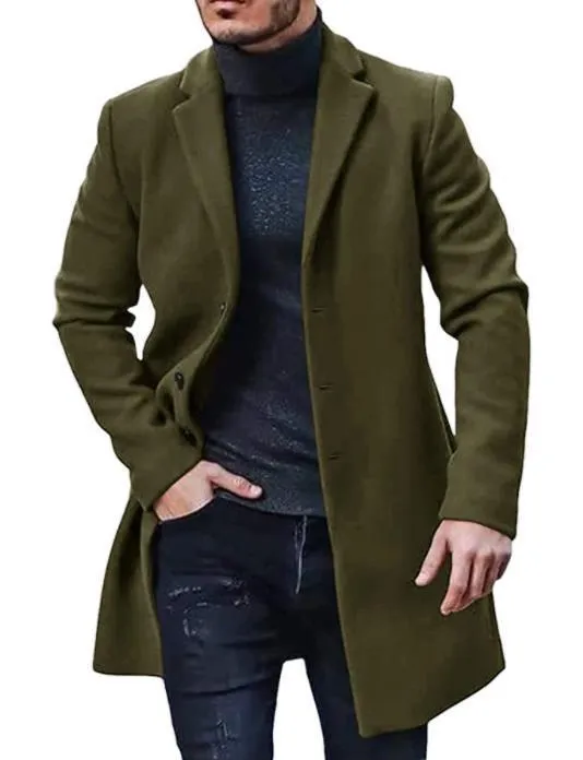 Riolio fall mens outfits European Size Men's Woolen Coat Men's Woolen Mid-Length Trench Coat Multi-Color Multi-Size