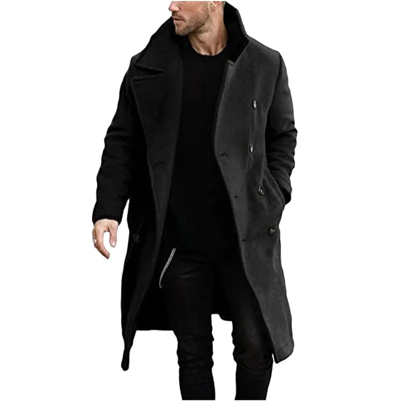 Riolio mens clothing styles casual New Woolen Coat Men's Thickened Coat Hot Single Woolen Trench Coat