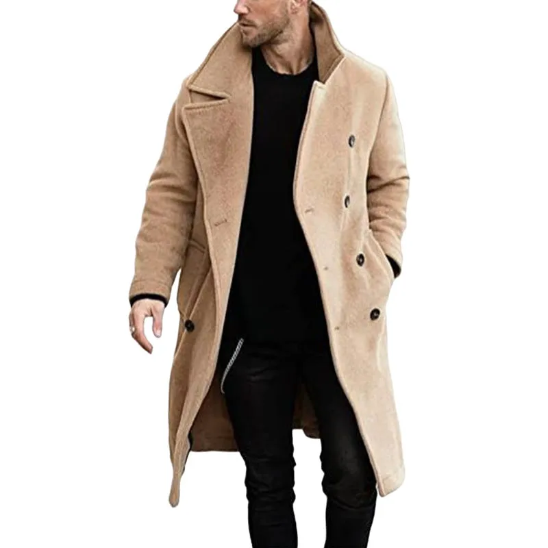 Riolio mens clothing styles casual New Woolen Coat Men's Thickened Coat Hot Single Woolen Trench Coat