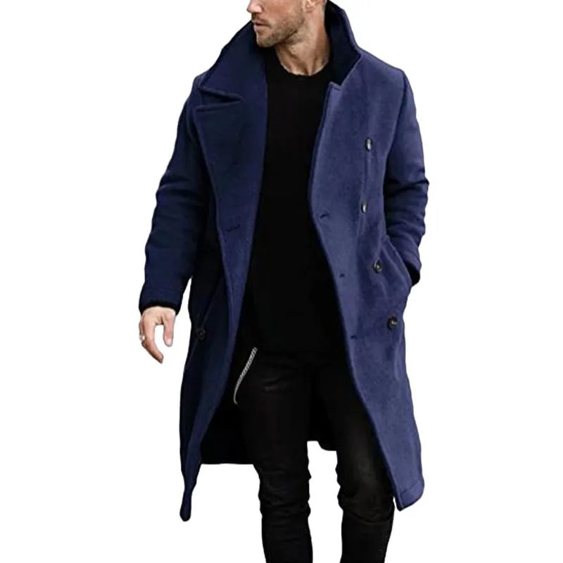 Riolio mens clothing styles casual New Woolen Coat Men's Thickened Coat Hot Single Woolen Trench Coat