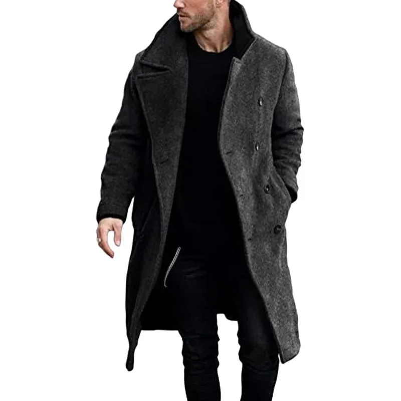 Riolio mens clothing styles casual New Woolen Coat Men's Thickened Coat Hot Single Woolen Trench Coat