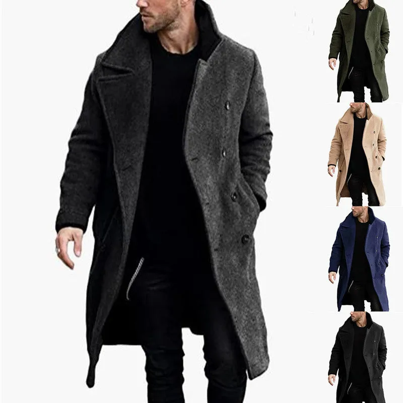 Riolio mens clothing styles casual New Woolen Coat Men's Thickened Coat Hot Single Woolen Trench Coat