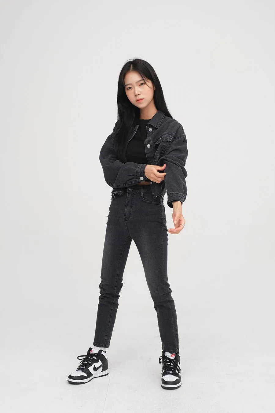 Ripped Hem Denim Crop Jacket F14