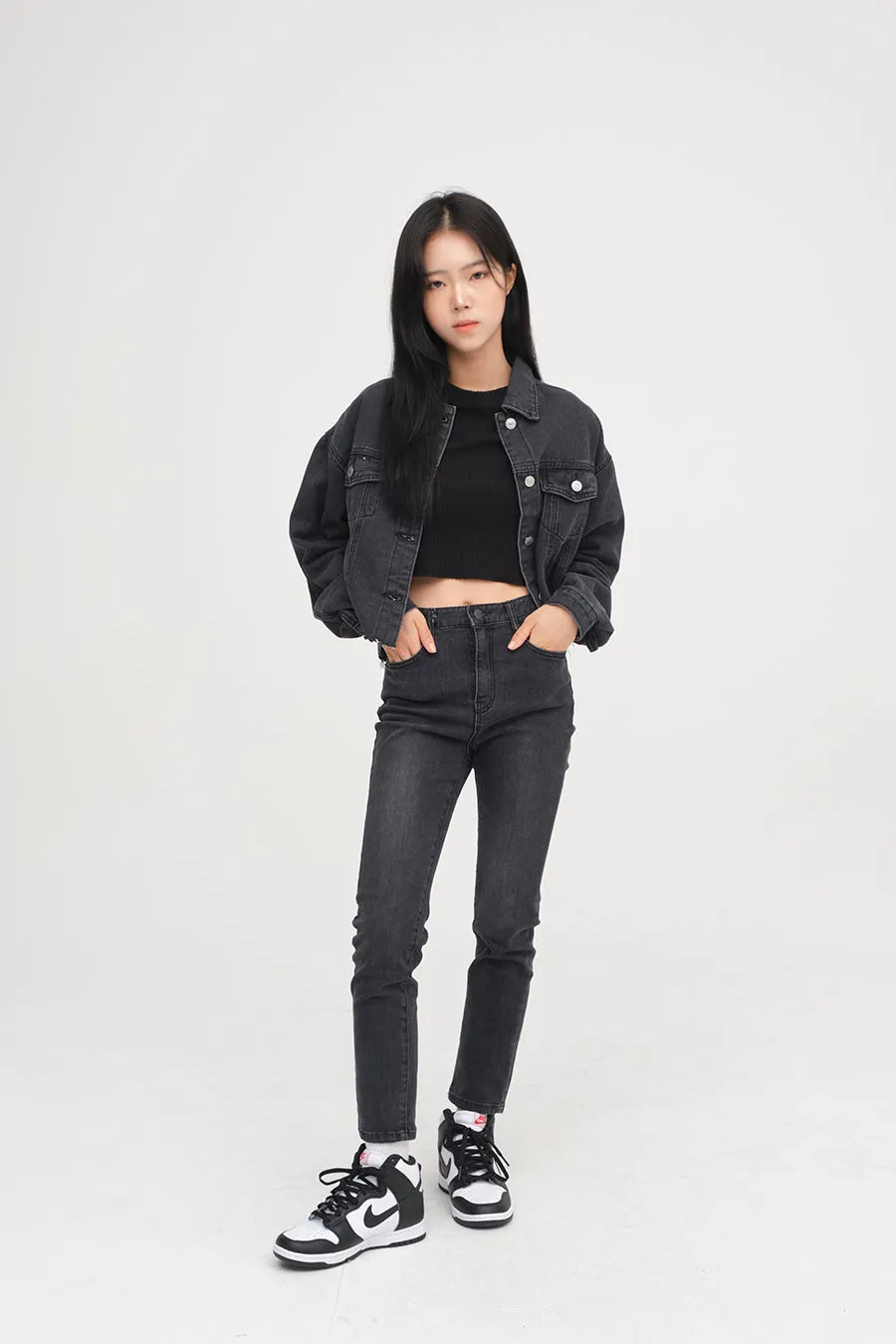 Ripped Hem Denim Crop Jacket F14