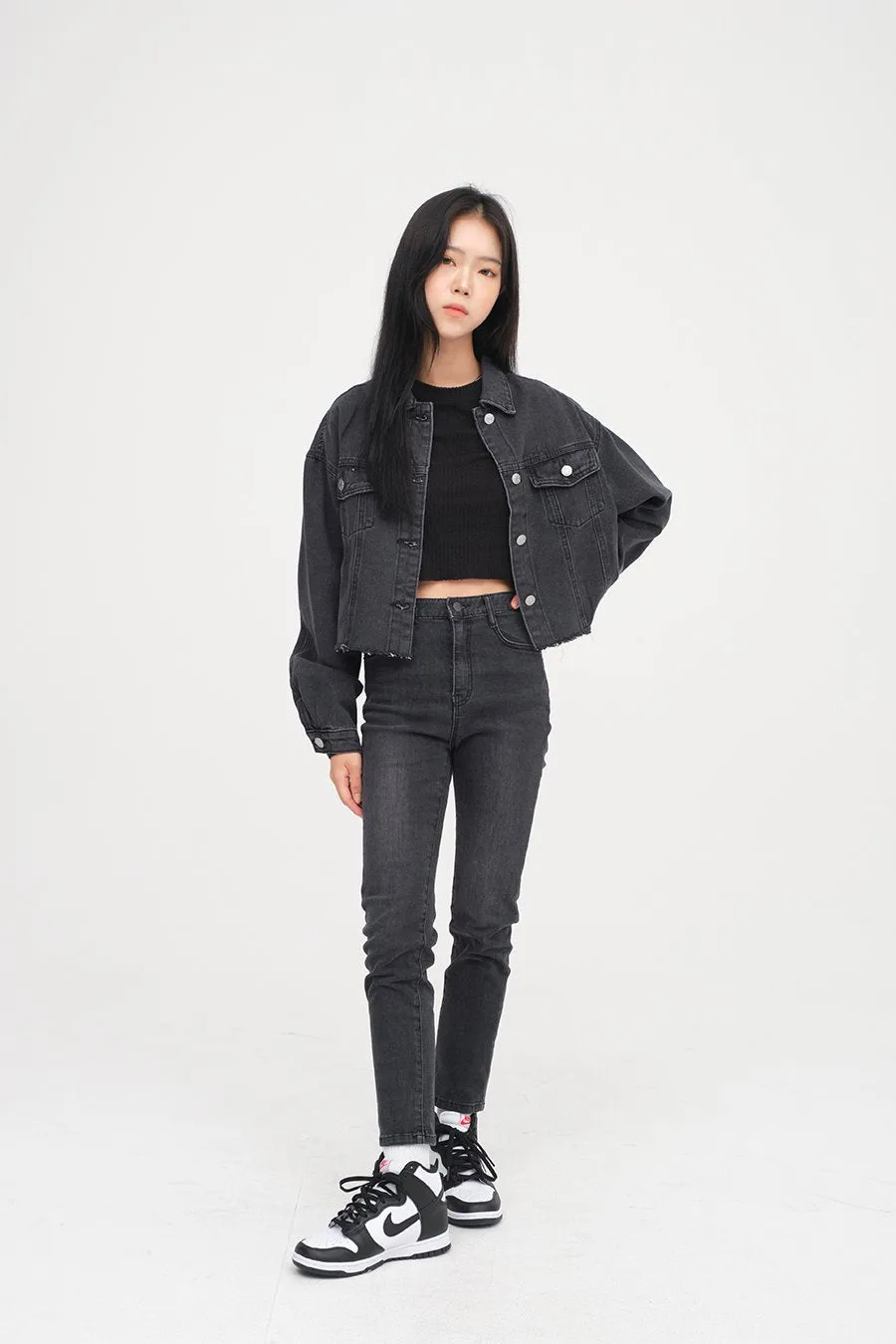 Ripped Hem Denim Crop Jacket F14