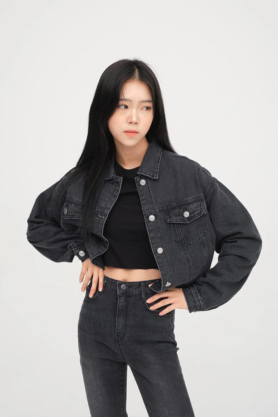 Ripped Hem Denim Crop Jacket F14