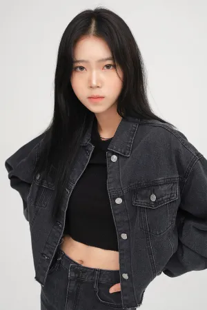 Ripped Hem Denim Crop Jacket F14