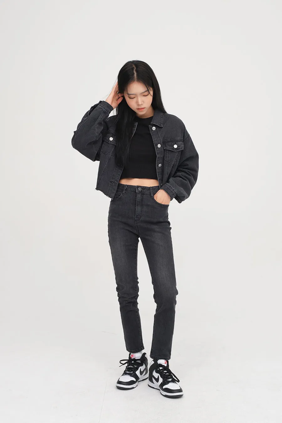 Ripped Hem Denim Crop Jacket F14