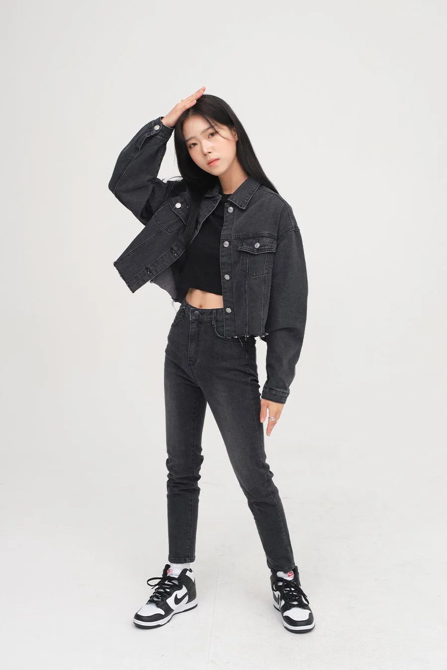 Ripped Hem Denim Crop Jacket F14