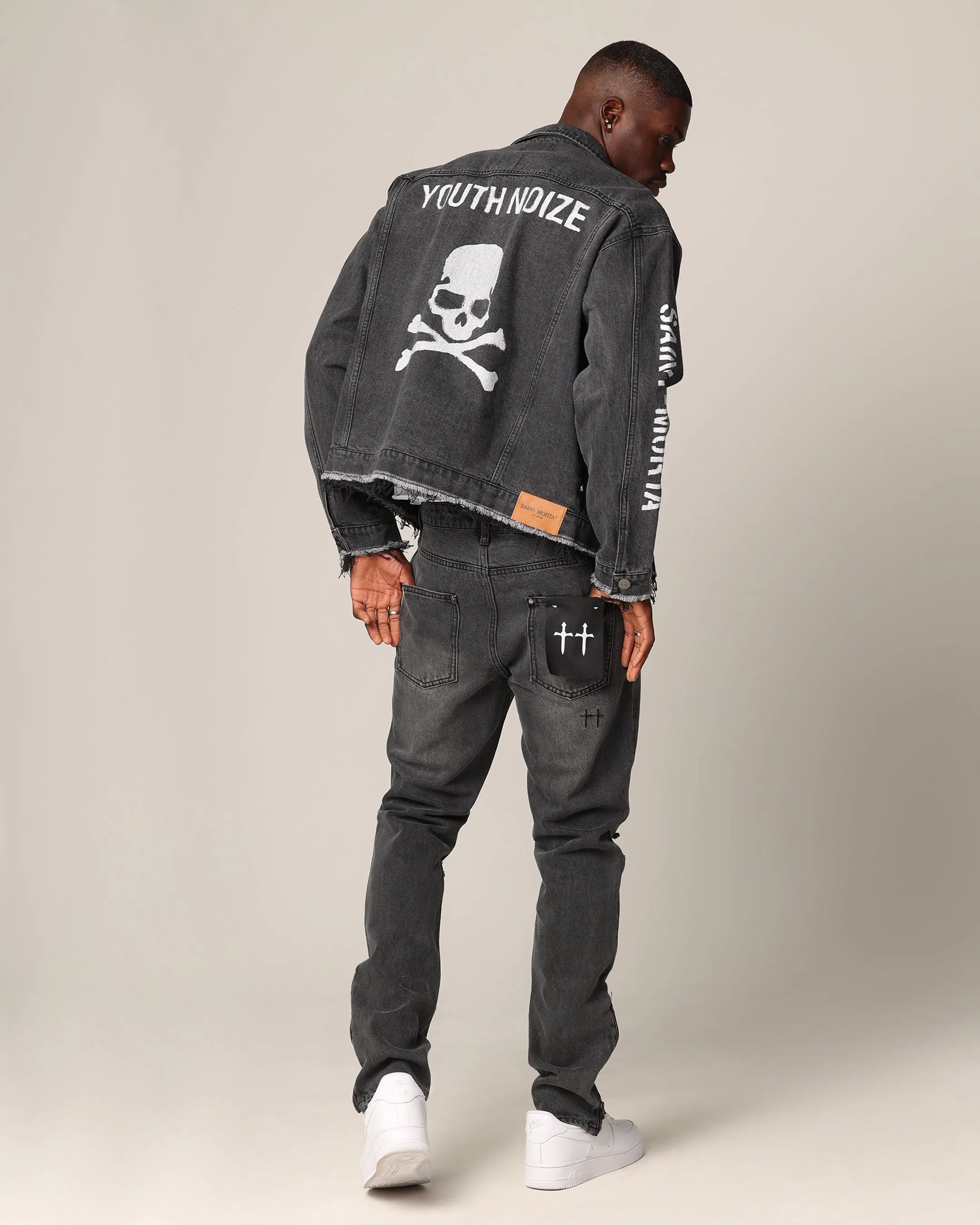 Saint Morta Youth Noize Denim Jacket Black Shadow