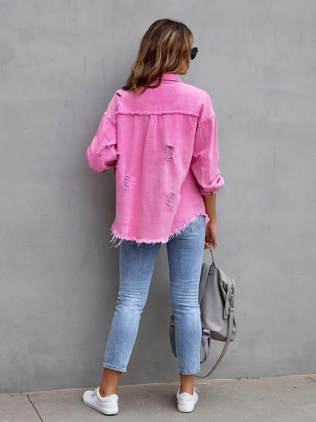 Skye - Ripped oversized denim jacket