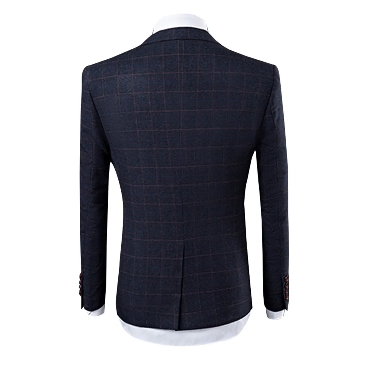 Slim Fit 3-Piece Suit Plaid Grey Suit