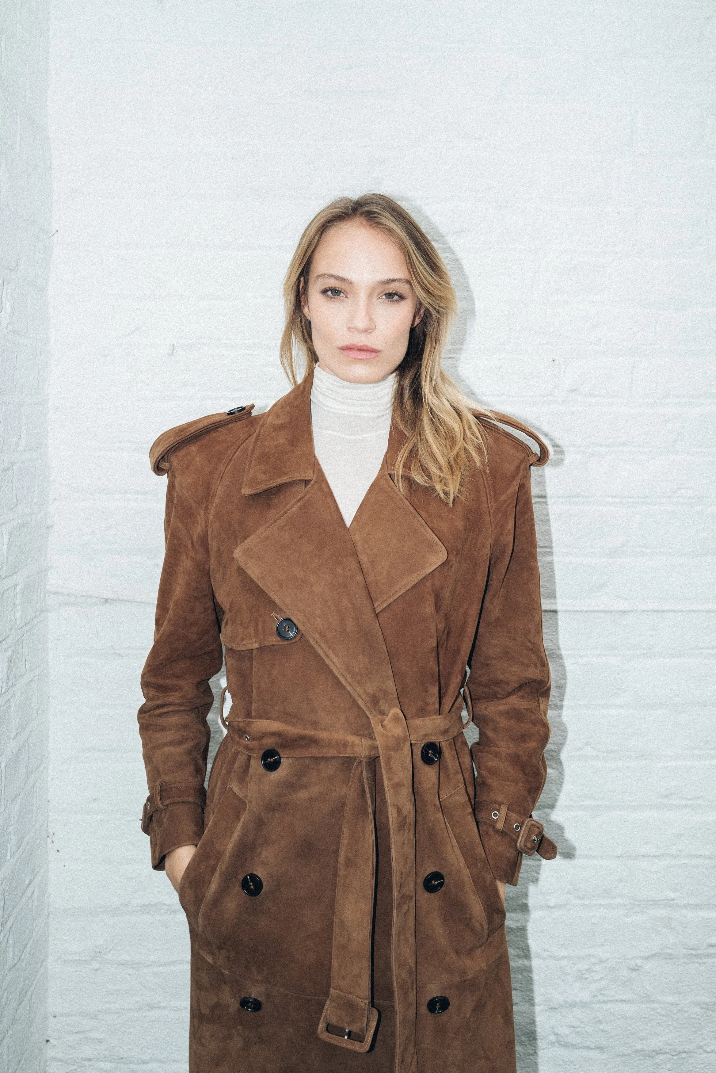 Sloane Suede Trench Brown