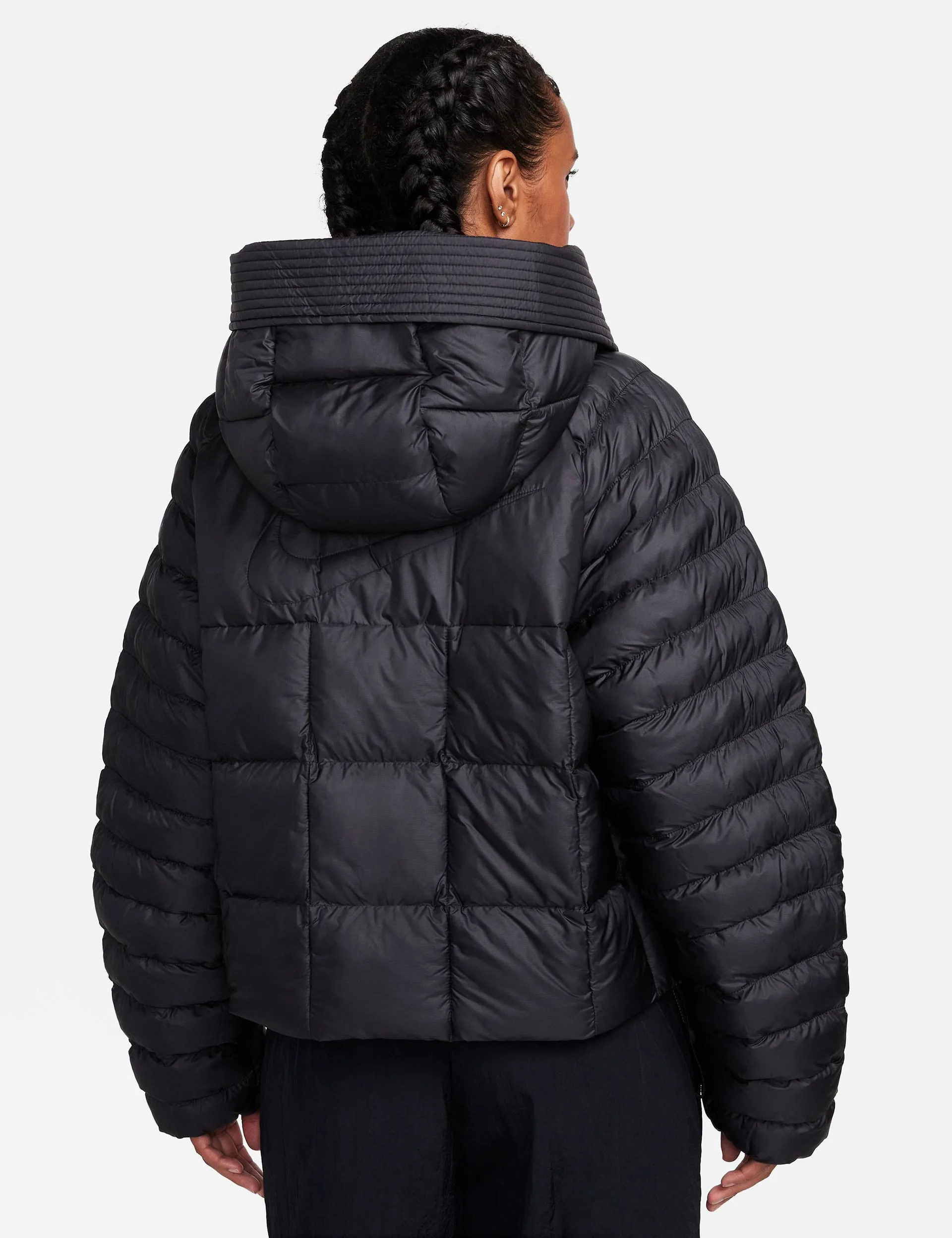 Sportswear Swoosh Puffer Oversized Hooded Jacket - Black/White