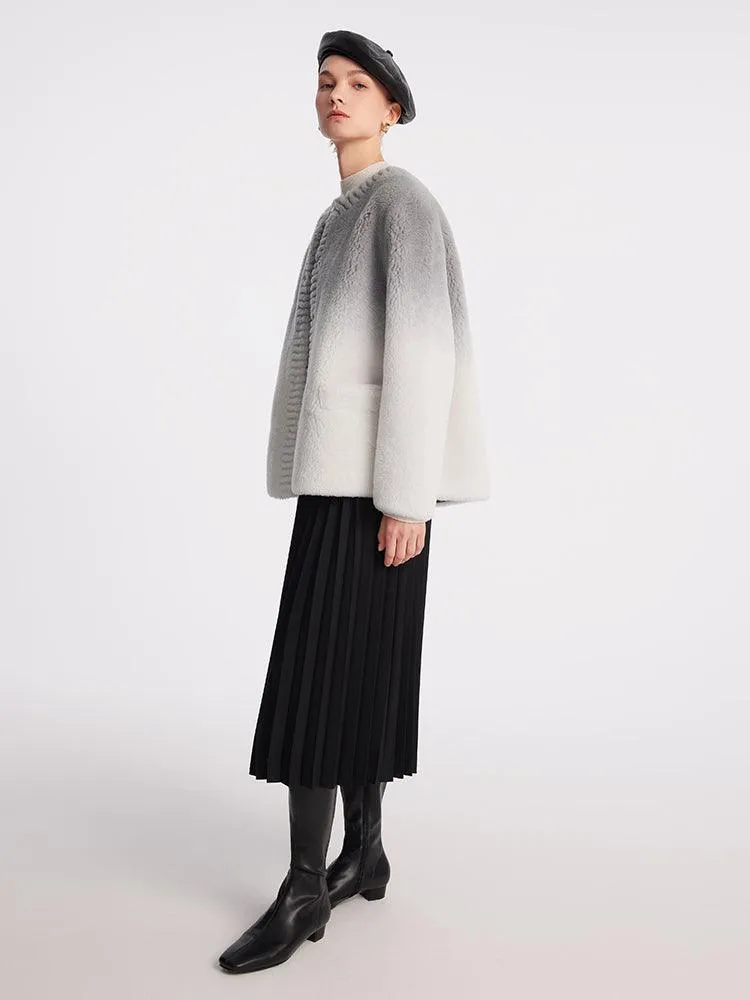 Straight Lamb Wool Short Coat