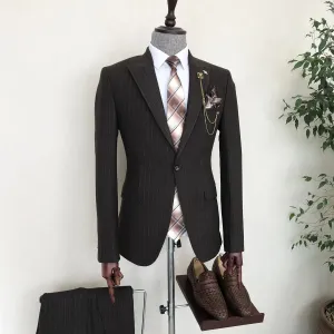 Striped Brown Single Breasted 2 Piece Suit by Italian Vega®