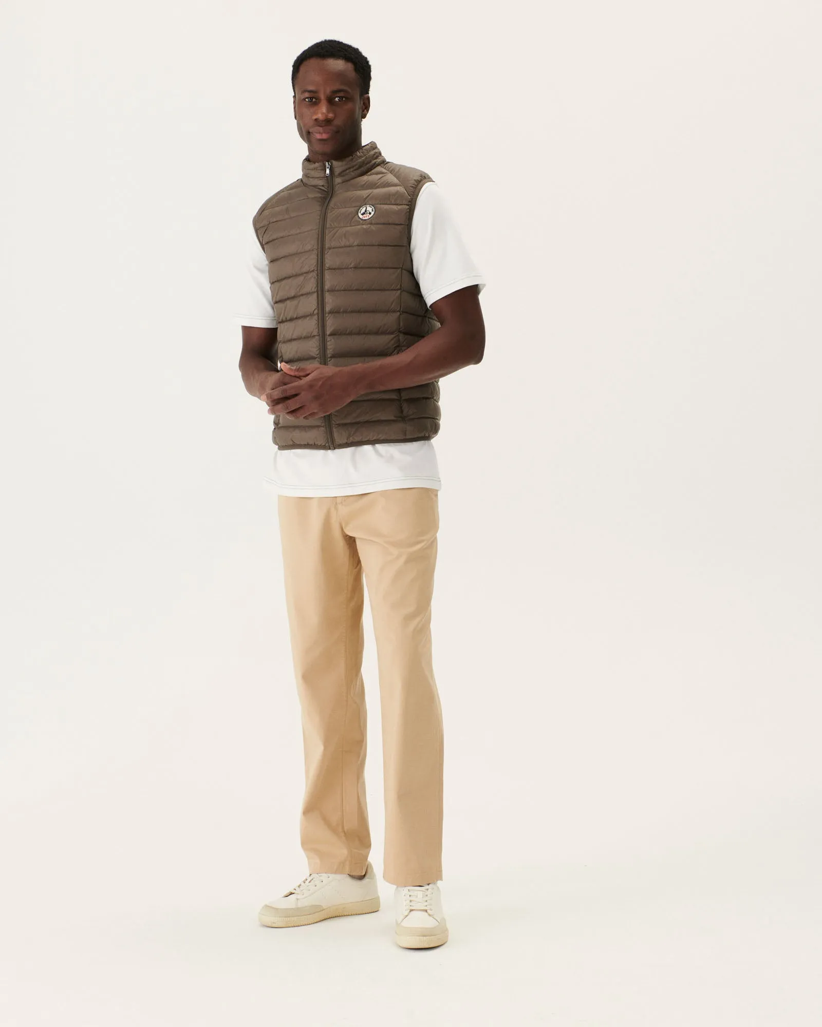 Taupe Sleeveless down jacket Tom