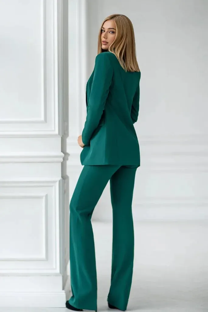 Teal Green Regular Fit 3 Piece Suit for Women, Classic Single Breasted Suit for Events and Party