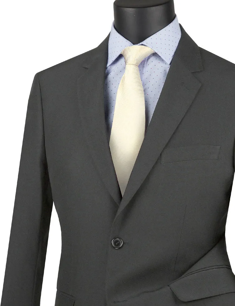 Vinci Ultra Slim Fit Single Breasted 2 Button Suit (Medium Gray) US-2PP