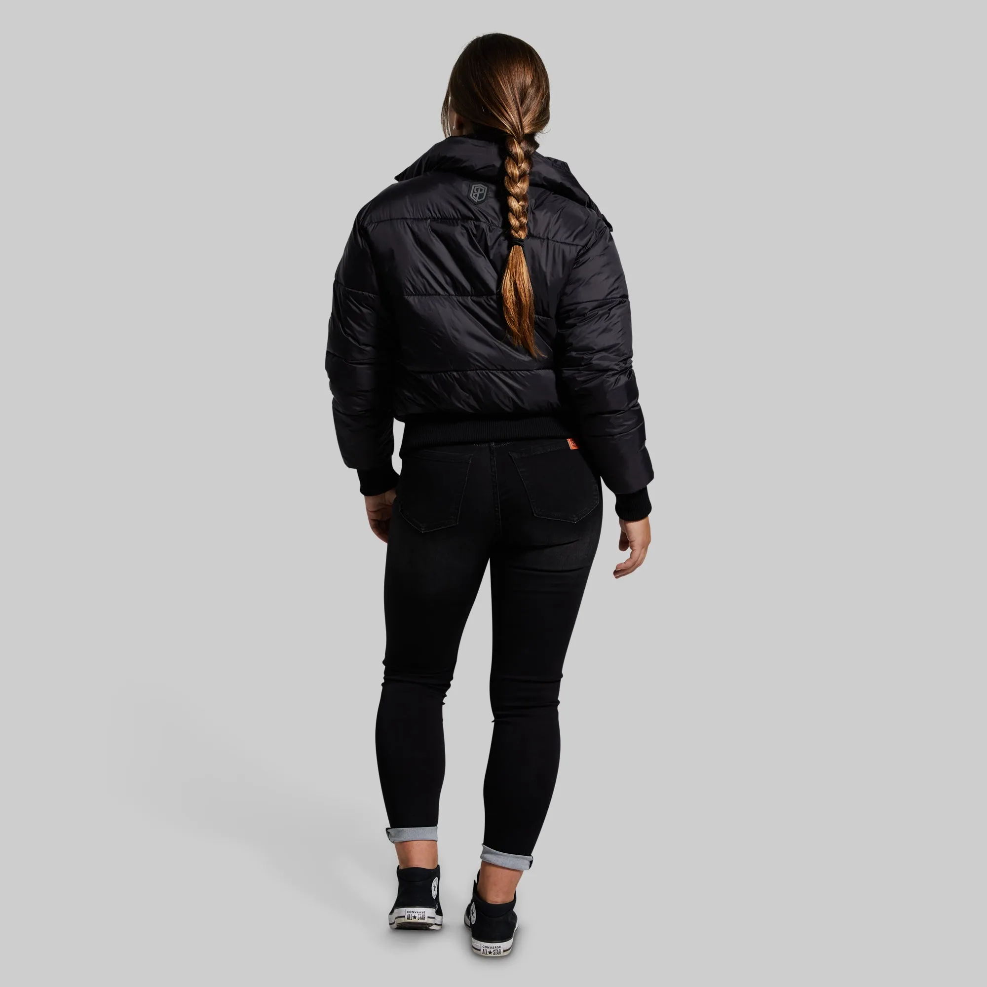 Warm Rush Cropped Puffer Jacket (Black)