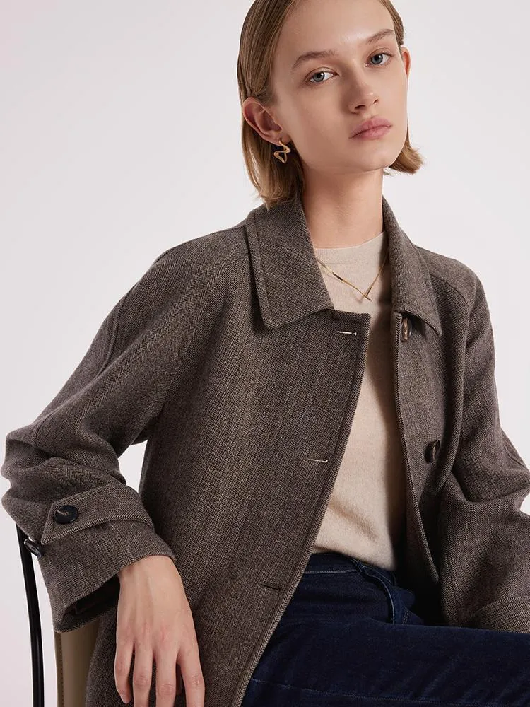 Washable Wool Straight Coat