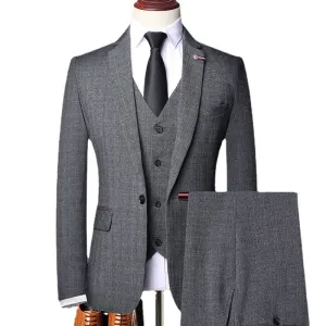 West Louis™ Gentleman Classic Plaid Formal Business Slim 3-Piece Suit