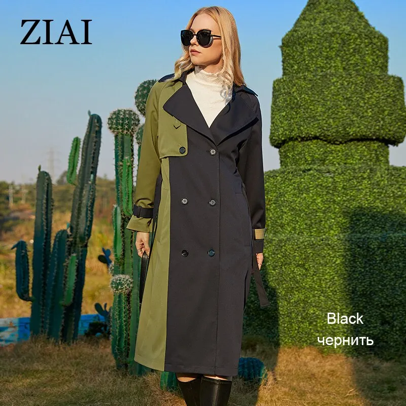 Wjczt 2022 New trench coat for women Double Breasted Loose Oversize X-Long Contrasting colors Women's windbreaker Fashion ZS-DS32