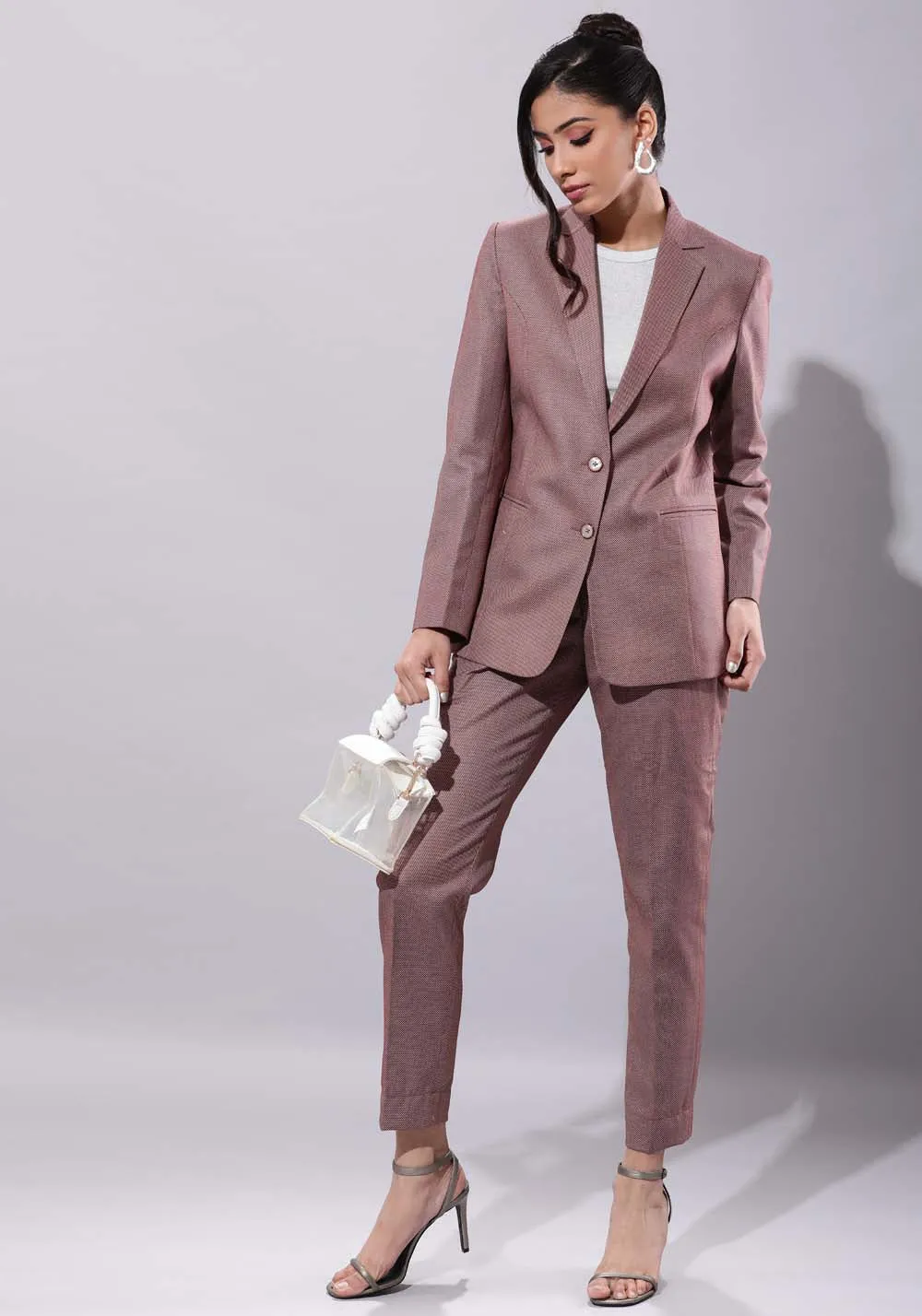 Women's  burgundy classic business suit