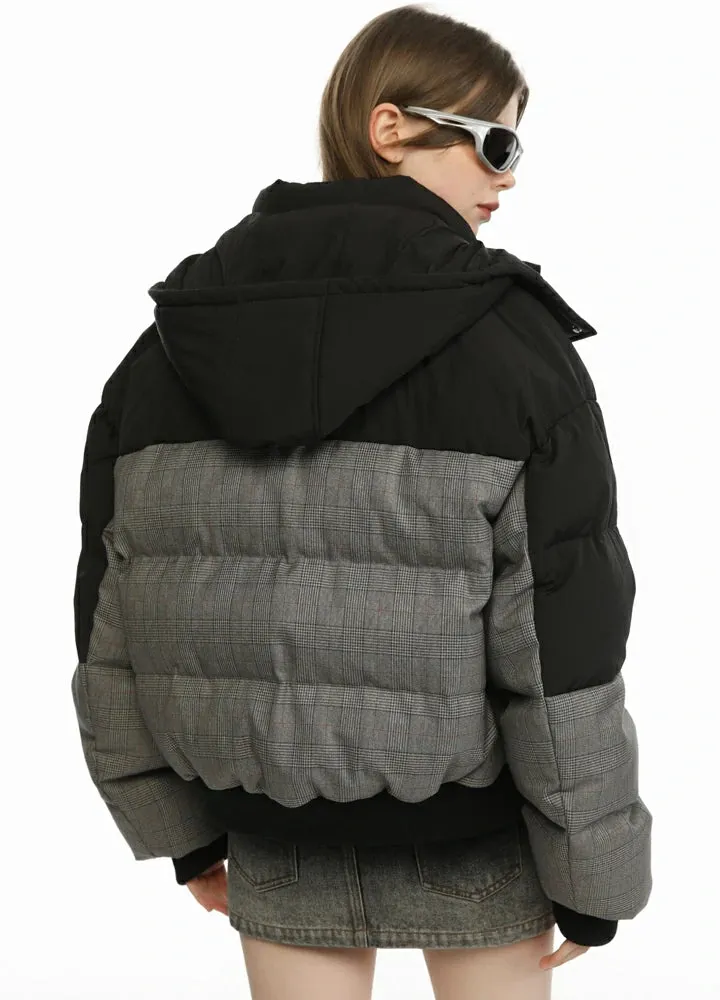 Women's Colorblock Hooded Puffer Jacket, Relaxed Fit