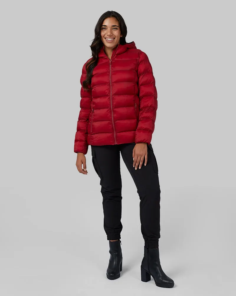 WOMEN'S LIGHTWEIGHT POLY-FILL PACKABLE HOODED JACKET