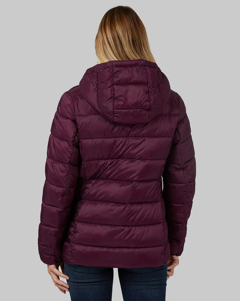 WOMEN'S LIGHTWEIGHT POLY-FILL PACKABLE HOODED JACKET