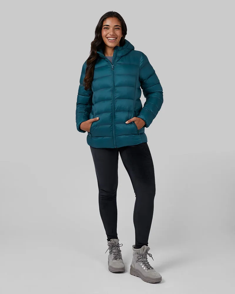 WOMEN'S LIGHTWEIGHT POLY-FILL PACKABLE HOODED JACKET