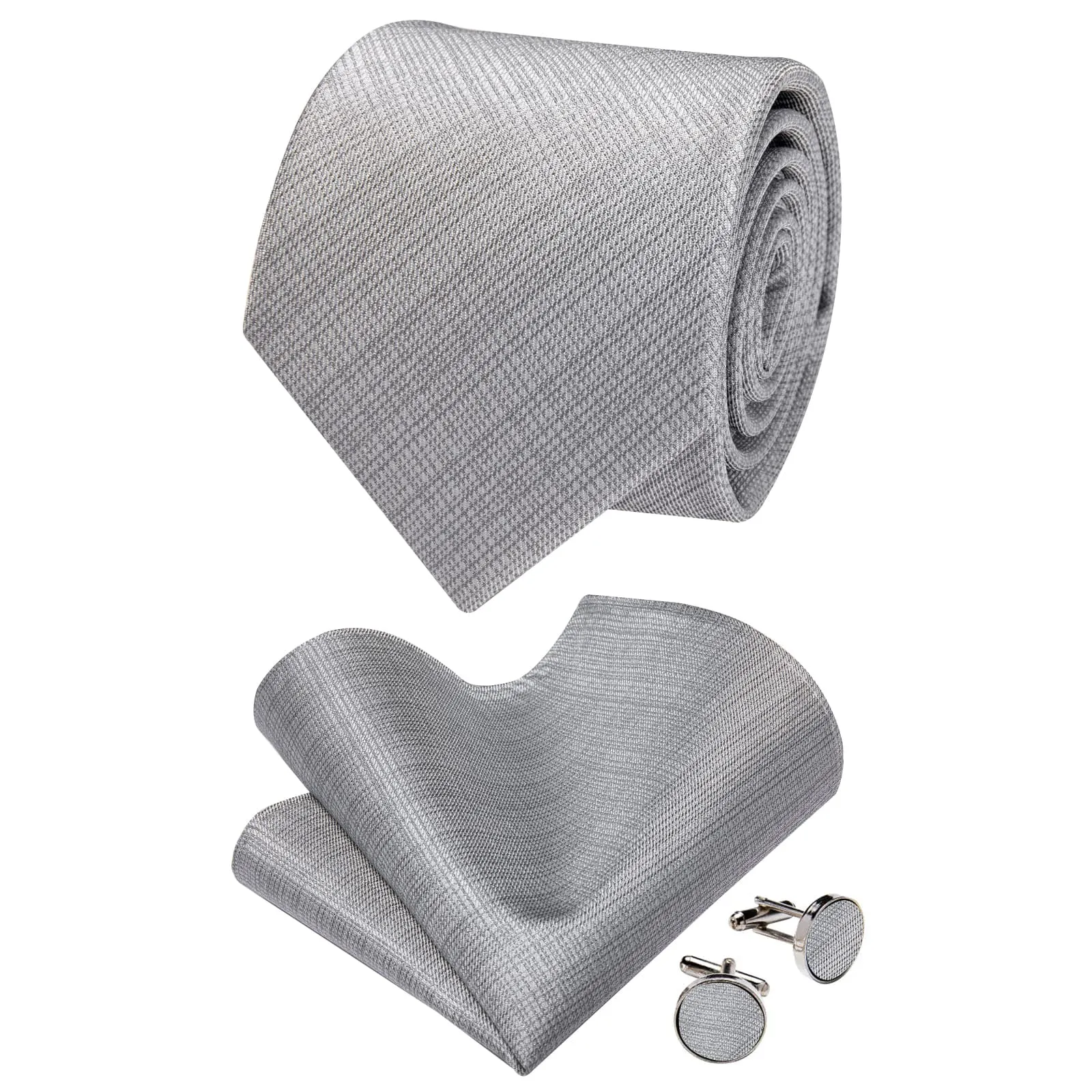 YourTies Cloud Grey Tie Dark Gray Lines Wedding Plaid Necktie Set