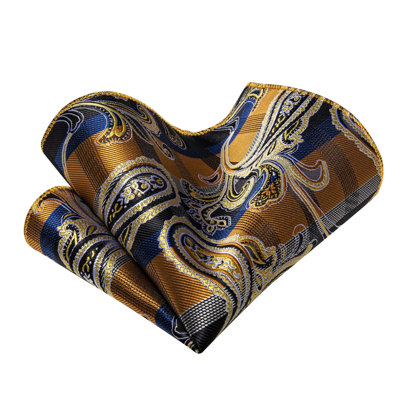 YourTies Yellow Tie Blue Pattern Wedding Novelty Necktie Set for Men