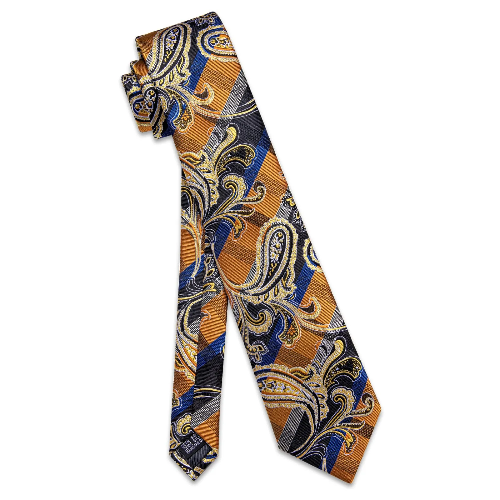 YourTies Yellow Tie Blue Pattern Wedding Novelty Necktie Set for Men